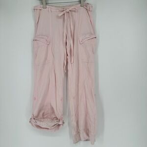 Vintage Y2K Abercrombie & Fitch Pink Utility Cargo Pants Women Medium Roll Tab